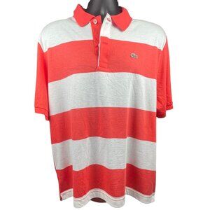 Lacoste Men's Red & White Striped Polo Shirt Size 7 XL 100% New With Tags